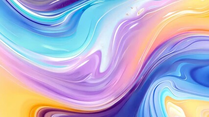 Poster - Bright and dynamic abstract artwork features fluid patterns of rainbow colors blending into each other