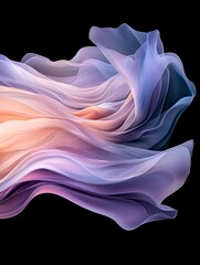 Poster - Abstract Translucent Fabric in Motion, Purple Blue Pastel Color Gradient, Dark Background