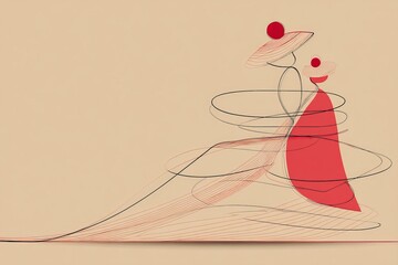 Poster - Figures in motion with flowing lines and bold colors evoke elegance and grace in a minimalist style setting