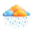 © Srinard - An abstract of a stylized cloud in shades of blue and orange with gentle rain drops cascading down