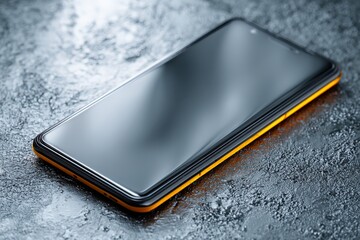 Aufkleber - Modern smartphone resting on a textured surface in a contemporary setting