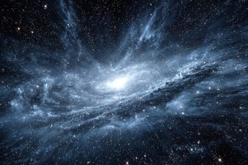Poster - View of a magnificent galactic spiral illuminated by bright stars in the depths of space