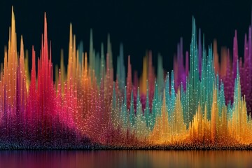 Fototapete - Colorful sound waves reflecting audio frequencies in a vibrant digital art display