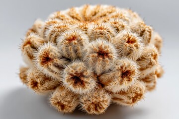 Poster - Unique spherical cactus with dense hair-like spines on a neutral background