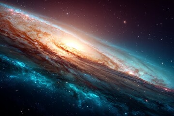 Poster - Stunning view of swirling galaxy illuminated by radiant stars in a vast cosmic expanse