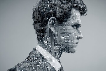 Poster - Human and technology blend in a unique representation of future innovation and connectivity