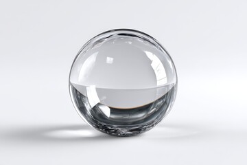 Aufkleber - Clear glass sphere reflecting light on a plain surface with water effect captured indoors during the afternoon