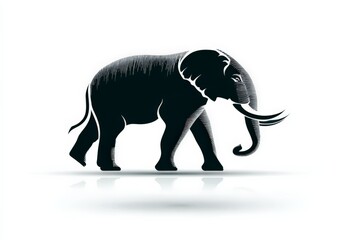 Poster - Elegant silhouette of an elephant walking gracefully through a minimalistic artistic design