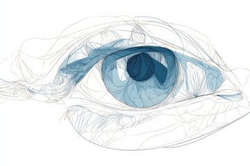 Aufkleber - Close-up view of a beautifully designed blue eye with intricate line work capturing the essence of human vision