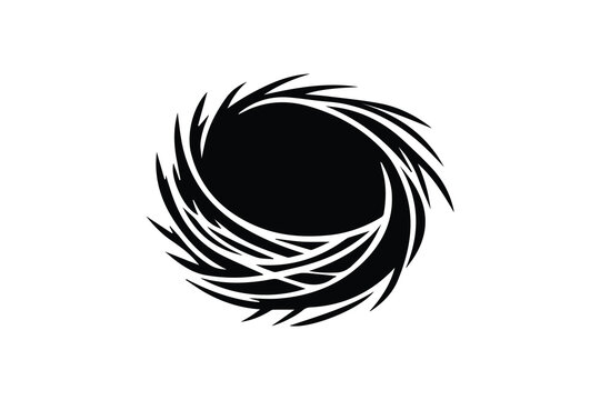 simple and unobtrusive bird nest vector silhouette illustration isolated in white background