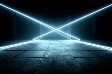 Aufkleber - Bright neon lines create a stunning geometric pattern in a dark modern art space