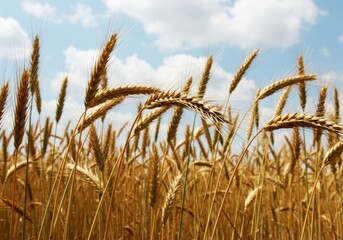  Golden wheat field under sky