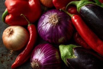 Poster - Fresh vegetables arranged on a countertop ready for cooking in a home kitchen during the afternoon