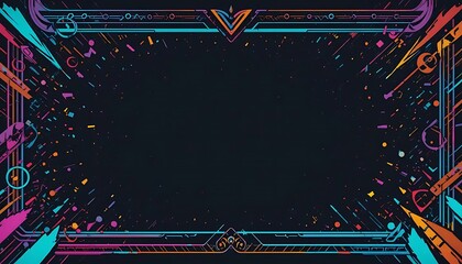 Poster - Abstract Geometric Border Frame with Vibrant Colors and Dark Background