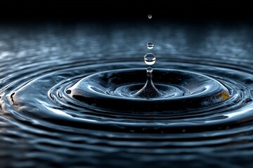 Poster - Ripples form on the surface of water as a drop falls, creating a mesmerizing effect during a serene moment