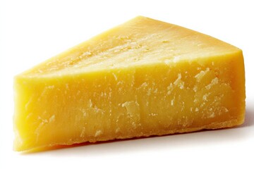 Poster - Delicious wedge of aged cheese on a white background perfect for culinary creations and pairings