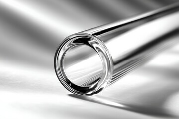 Aufkleber - Clear glass tube resting on a smooth surface illuminated by soft light creates an elegant minimalist composition