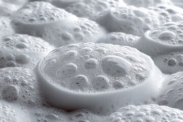 Poster - Bubbles create a captivating texture in a close-up view of foam captured in natural light