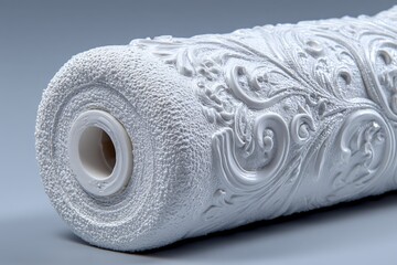 Poster - Decorative paint roller designed for textured finishes showcased against a neutral background in a workshop setting
