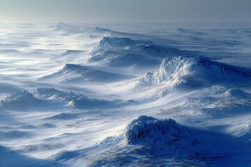 Poster - Majestic icy landscape showcasing vast snow-covered mountains under a clear blue sky