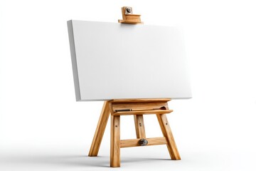 Poster - Empty canvas on wooden easel waiting for creative expression in an art studio