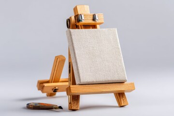 Poster - Easel and blank canvas ready for a creative art session in a calm indoor studio environment