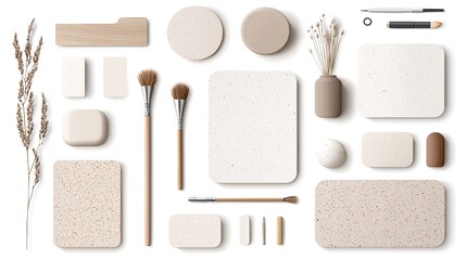 Poster - Beige and Brown Terrazzo Mood Board with Design Elements