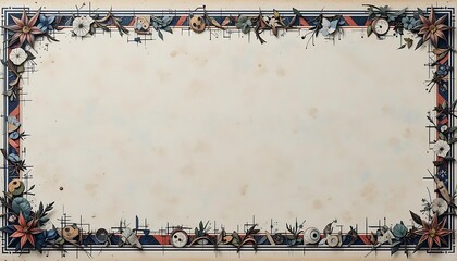 Poster - Floral Botanical Frame with Ornate Design Elements on Cream Background