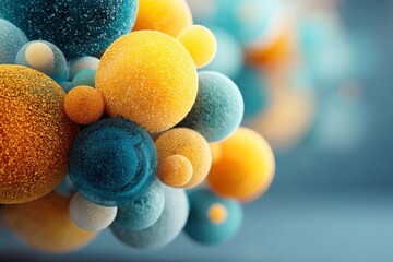 Leinwandbilder - Colorful abstract spheres create a vibrant composition in a surreal artistic representation set against a blurred background