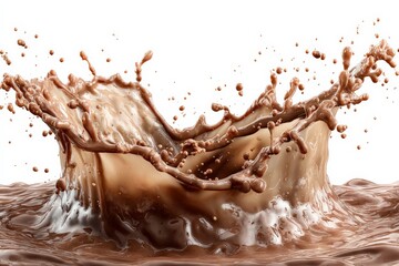 Aufkleber - Chocolate splash captured in mid-air with dynamic droplets in bright lights