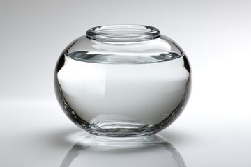 Poster - Clear glass fishbowl filled with water placed on a smooth surface in a bright setting during daylight hours