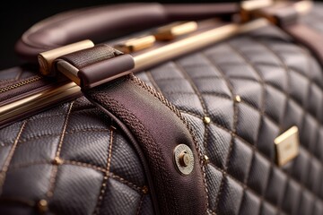 Poster - Elegant quilted handbag displayed with intricate detailing against a dark backdrop showcasing luxury and craftsmanship