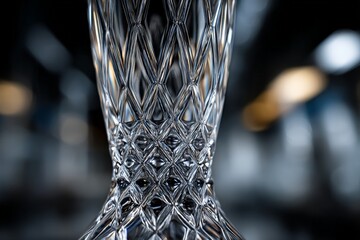 Poster - Detailed crystal vase showcases intricate design in an elegant indoor setting with soft lighting