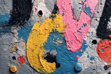 Aufkleber - Colorful graffiti artwork on a textured wall featuring vibrant colors and artistic expressions in an urban setting
