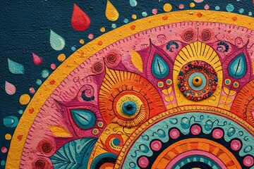 Aufkleber - Colorful mandala mural enhancing urban space in a vibrant neighborhood setting