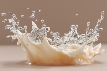 Aufkleber - Splash of liquid creating dynamic patterns in soft light during a still moment of creativity in a home kitchen