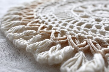Aufkleber - Delicate handmade crochet lace round mat showcasing intricate designs and craftsmanship
