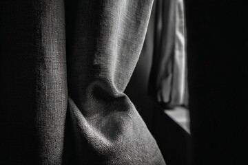 Poster - Soft fabric drapes casting shadows in a sunlit room during the afternoon