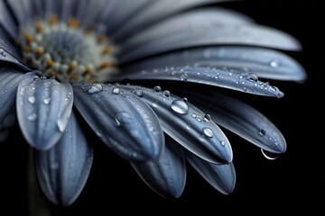 Aufkleber - Close-up view of water droplets on a blooming flower petal captured in natural light