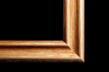 Poster - Decorative wooden frame crafted from light-colored wood with elegant detailing on a black background