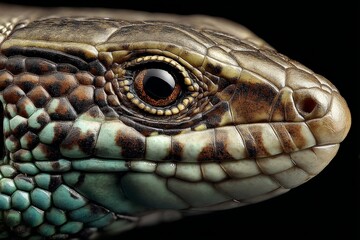 Poster - Lizard close-up showcasing scales and unique eye detail in natural setting