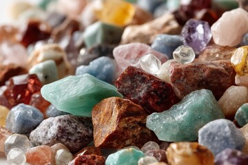 Aufkleber - Colorful collection of gemstones and minerals displayed in a close-up arrangement showing their unique textures and forms