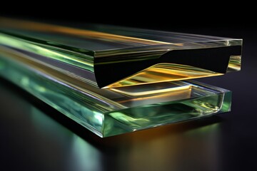 Leinwandbilder - Glass sheets layered with vibrant colors showcasing intricate reflections and edges in an artistic arrangement