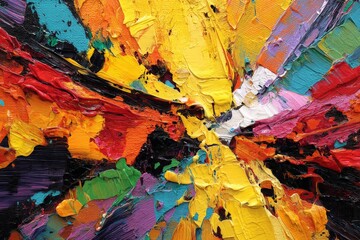 Poster - Vibrant abstract painting with bold colors and dynamic brushstrokes in an artistic expression of emotion