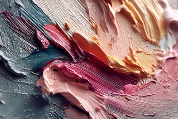 Poster - Colorful abstract oil paint texture on canvas showcasing artistic creativity and vibrant hues in a dynamic composition
