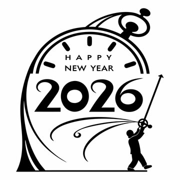 Happy New Year 2026 vector art 