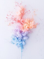 Fototapete - Pastel Rainbow Ink Bloom Abstract Art