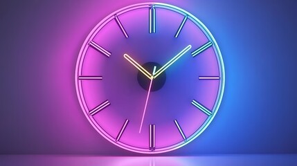Poster - Neon Pink and Blue Pixel Clock on Wall