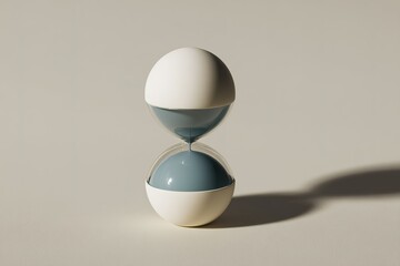 Poster - Modern hourglass design showcases time with a minimalist aesthetic and soft color palette in a simple setting
