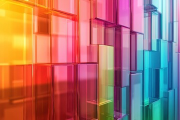 Poster - Abstract design shows colorful glass blocks with gradient color effect. Use it as cool background, or modern design element to enhance artwork.